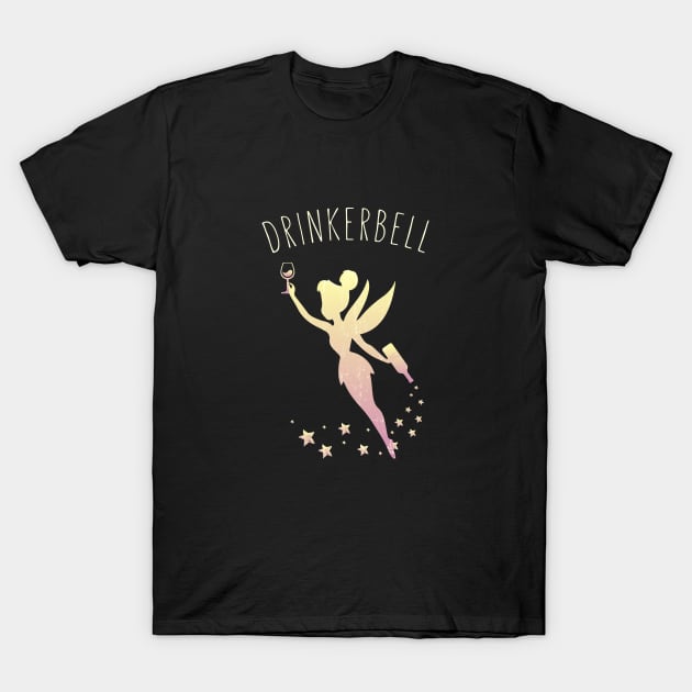 Drinkerbell Fairy Stars Cute Wine Drinking T-Shirt by The Shirt Genie